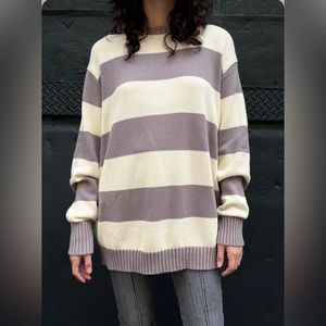 Brandy Melville Brianna Striped Mauve/Lavender & Cream Sweater